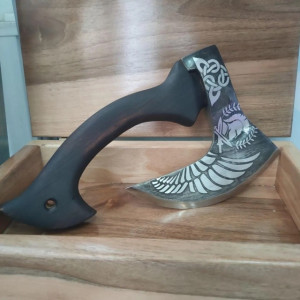 ЗАСМАГЛИЙ ГОРОХ сокира ручної роботи майстра Сергія Дитюка, сталь 65Г, 56-60 HRC. Photo 2